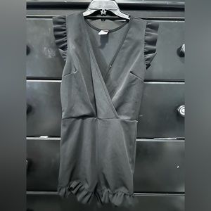black ruffle romper